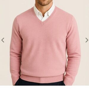 Banana Republic V-Neck Merino Wool Sweater - Soft Pink